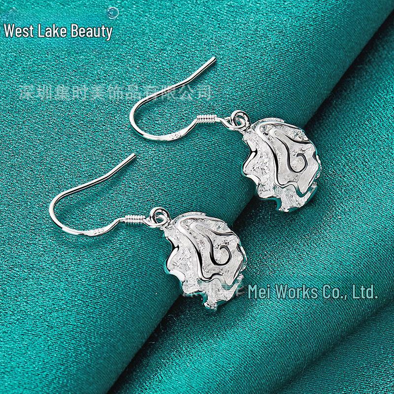 Серьги-цветы «Серебряная роза» для женщин - Коллекция «Красота Западного озера»