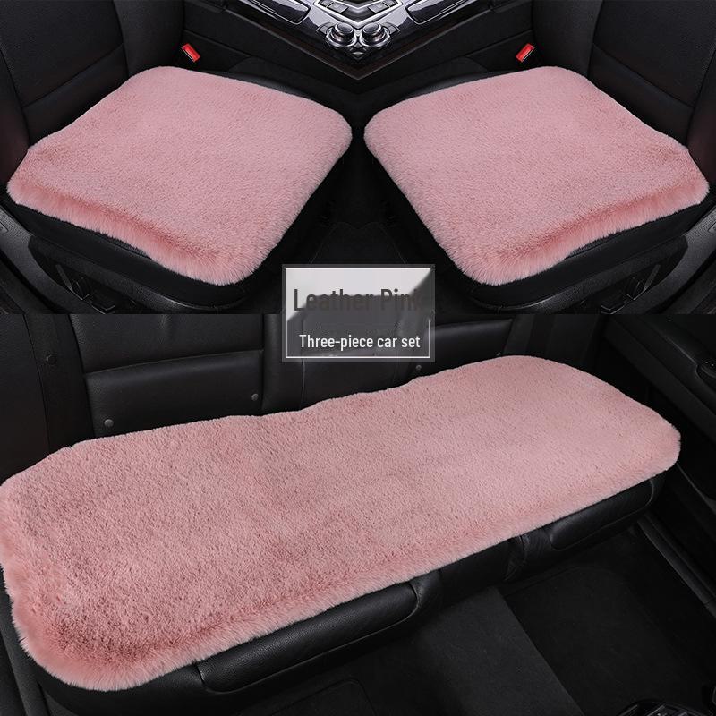 Комплект плюшевых зимних подушек для автомобильных сидений: Нескользящий, утолщенный мех кролика, универсальная посадка