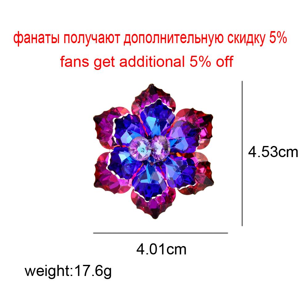 New Crystal Flower Brooches For Women Handmade Shining Sparking Pin 10 Colors Available Dress Coat Accessories