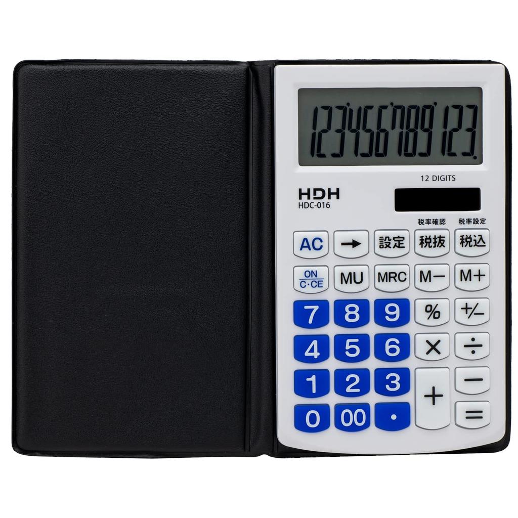 Hodogaya Electronic Sales Calculator 12 Digits Small Notebook Type Cover Included Quick Start Compatible White 85177