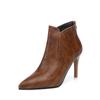 Botas Mujer Invierno 2024 Осень Шпильки Тонкие Высокие Каблуки Женские Острые Носки Искусственная Кожа Молния Сексуальные Ботильоны Женские Черные