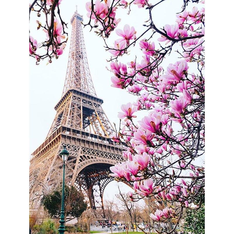 5D DIY Алмазная картина Пейзаж Вышивка крестиком Эйфелева башня Полный круглый дрель Алмазная художественная вышивка Распродажа Украшение дома