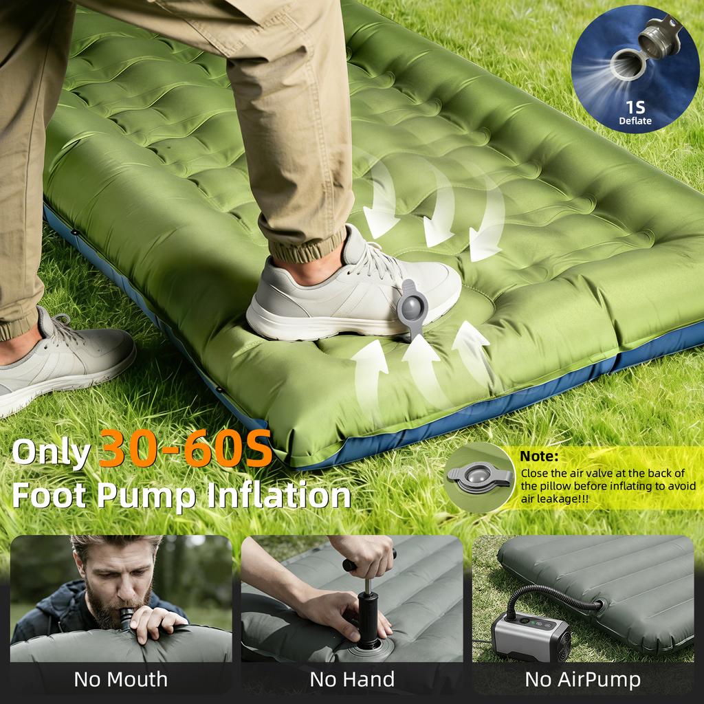 CAMFUNNY High Quality TPU Ultralight Waterproof Self-Inflating Sleeping Pad Mattress Pillow Built-in Pump Compact Hiking