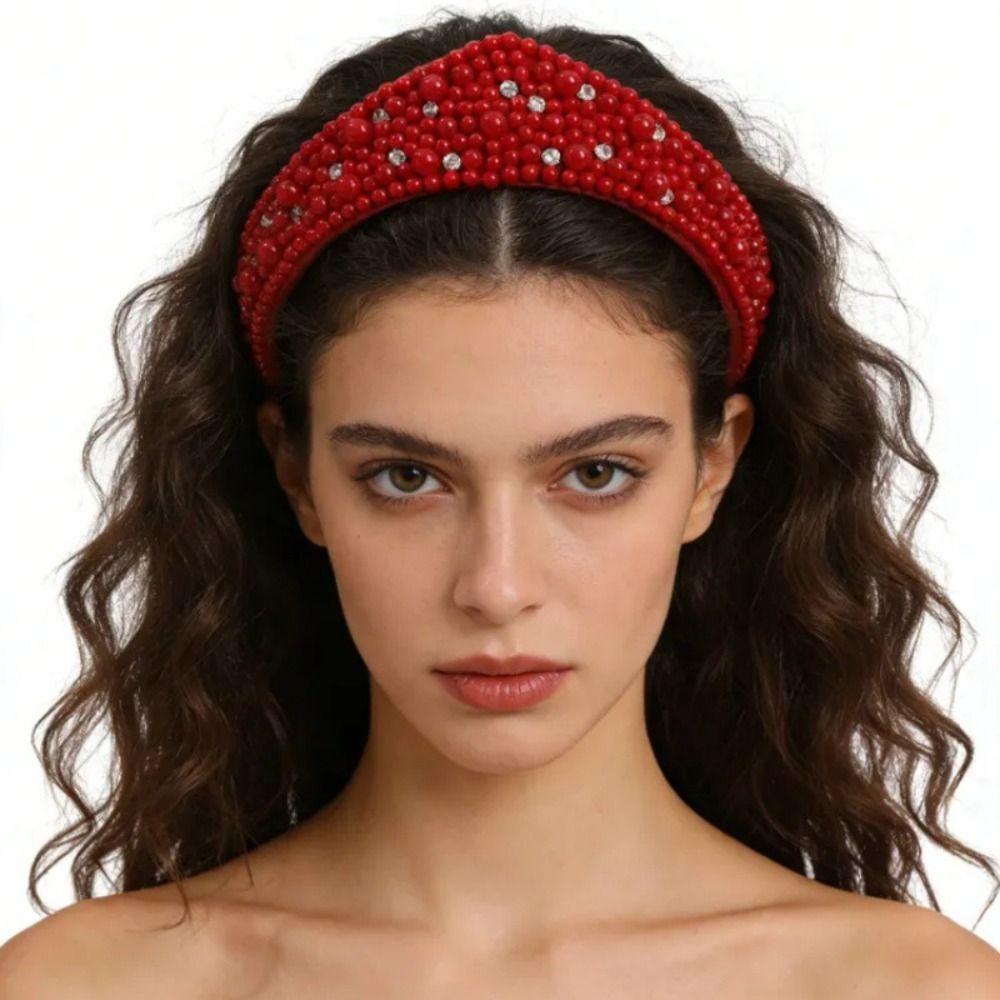 Faux Pearls Pearl Headband Rhinestone Rhinestone Hair Band Fashion Women Hair Jewelry Festival