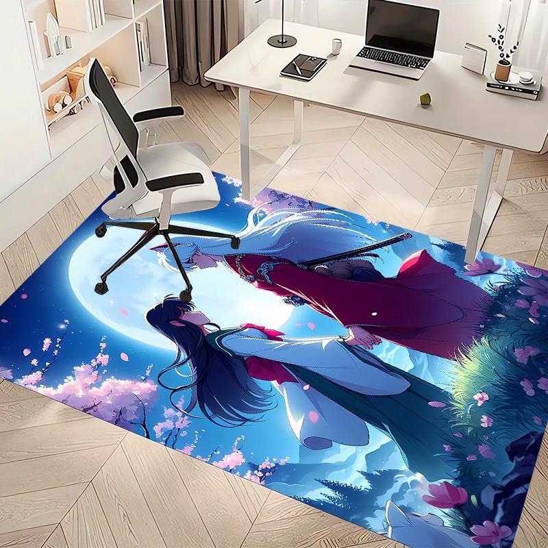 Inuyasha & Kagome Printed Absorbent Washable Carpet, Non-Slip Bathroom Mats, Kitchen Rugs, Yoga Mat,Living Room Entrance, Camping Picnic Rugs