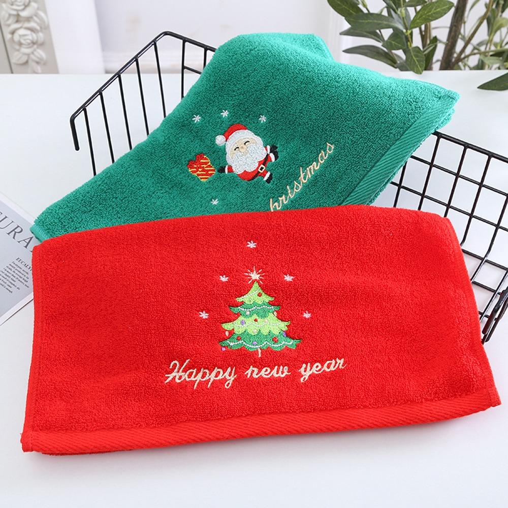 2Pcs Cotton Christmas Hand Towels 350 * 750mm Decorative Dish Towels Bath Towel Set Bathroom Use