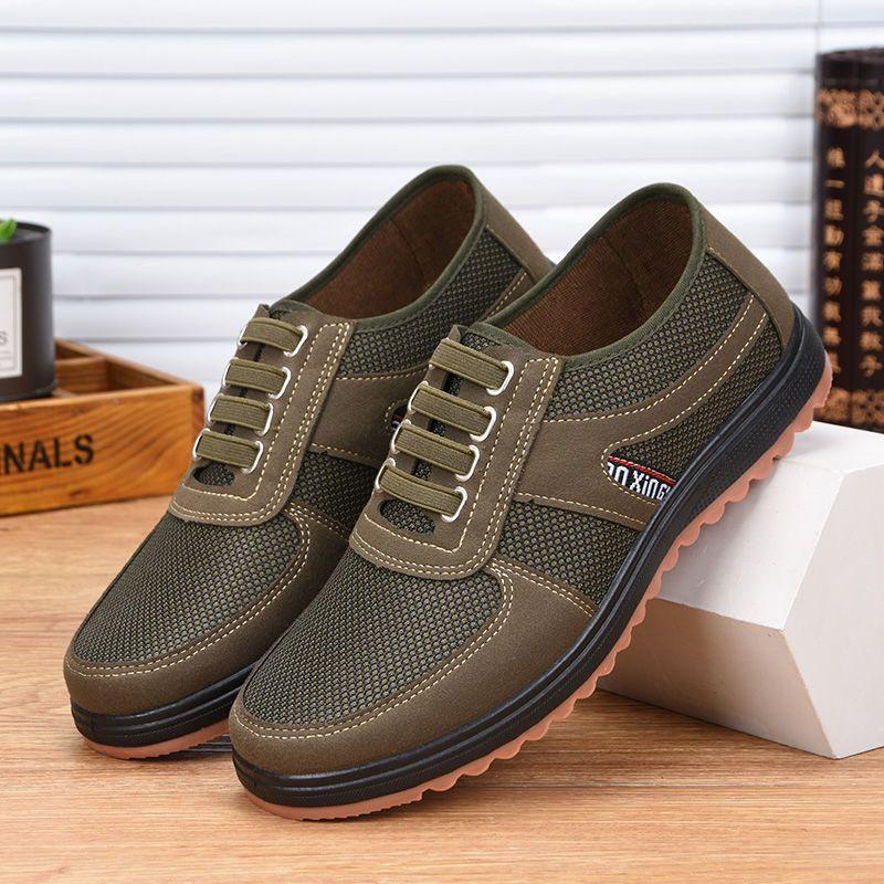 New Beijing cloth shoes men's round head non-slip and wear-resistant old dad casual breathable and durable shoes mesh cloth shoes