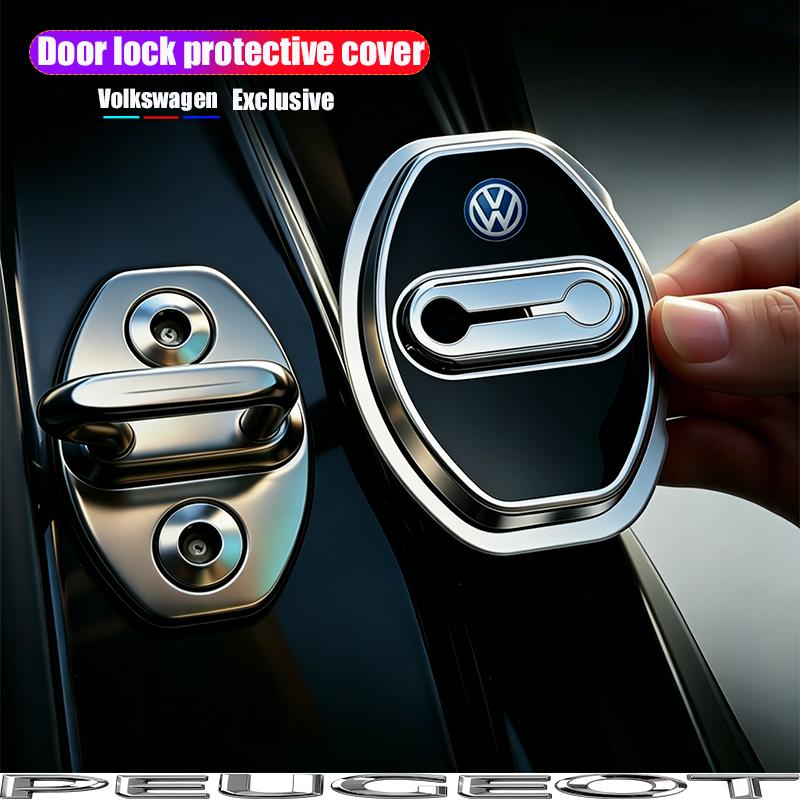 4Pcs Silicone Car Door Lock Cover Shock Absorber Accessories For VW GTI Polo Golf Passat Tiguan Arteon Touareg CC Taigo Hub Cap