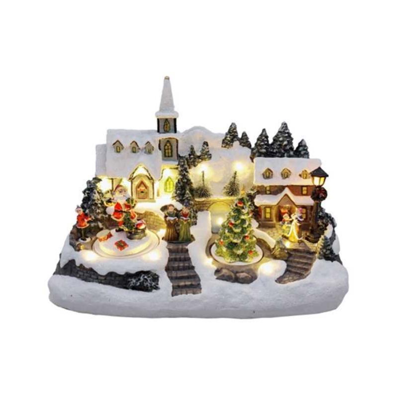 Handcrafted Resin Holiday House Ornament With Builts In Lights For Christmas Decorations And DIY Centerpieces