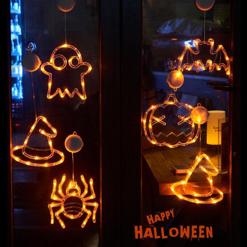 Хэллоуин Окно Висит Светодиодный Свет Домашнего Орнамента Присоске Домашний Декор Огни