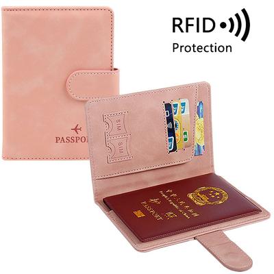 Обложка для паспорта с RFID-застежкой из ПУ кожи для мужчин и женщин, дорожный держатель для паспорта с отделением для кредитных карт, чехол-кошелек, защитная обложка