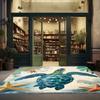 2D Sea Turtle Carpet Kitchen Bathroom Entrance Door Mat Ocean Animal Pattern Girls Kids Bedroom Anti-Slip Flannel Rug Minimalist
