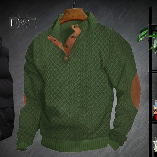 Мужская толстовка с эластичными манжетами, воротником-стойкой, длинными рукавами, жаккардовая ткань в стиле пэчворк, свободная, с пуговицами контрастного цвета, повседневная одежда, школьный топ средней длины