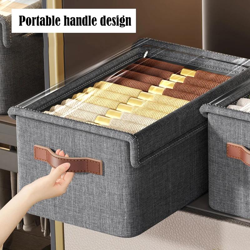 Clothes And Pants Storage Box Household Fabric Drawer Wardrobe Foldable Wardrobe Storage And Organizer With Steel Frame