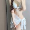Swimsuit women's 1011 new bikini split three-piece set sweet and sexy small breasts fairy pure desire to look thin hot spring vacation