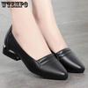 Ladies' Leather Shoes Pointed Single Shoes Versatile Shallow Mouth Shoes Comfortable Thick Heel Shoes