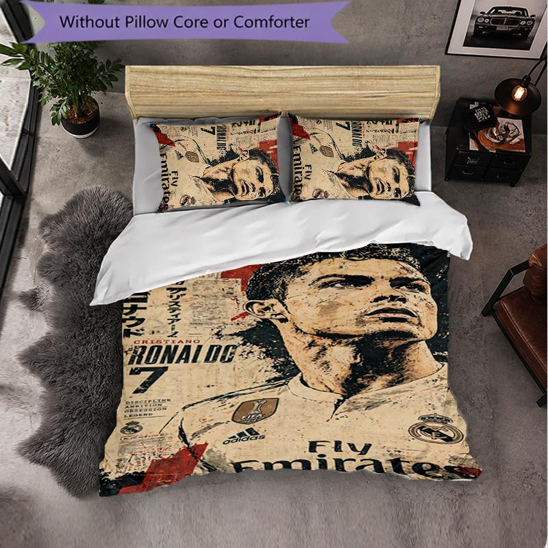 Cristiano Ronaldo Themed Bedding 3Pcs Duvet Cover Set Decorative Bed Linen For Teen Room Home Decoration