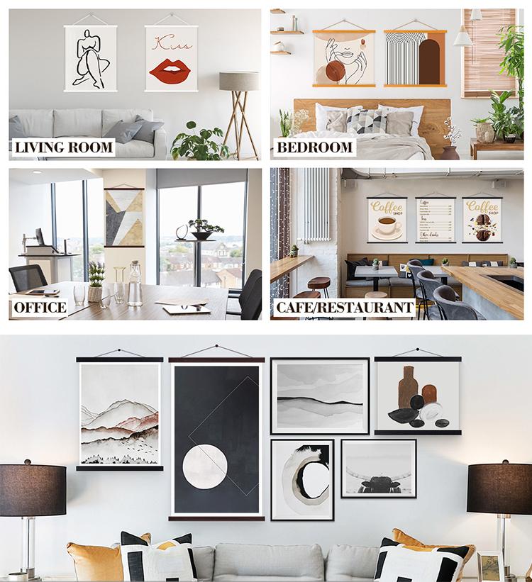 Magnetic Poster Hanger Frame Wood Wooden Magnet Canvas Artwork Print Dowel Magnetic Poster Hangers