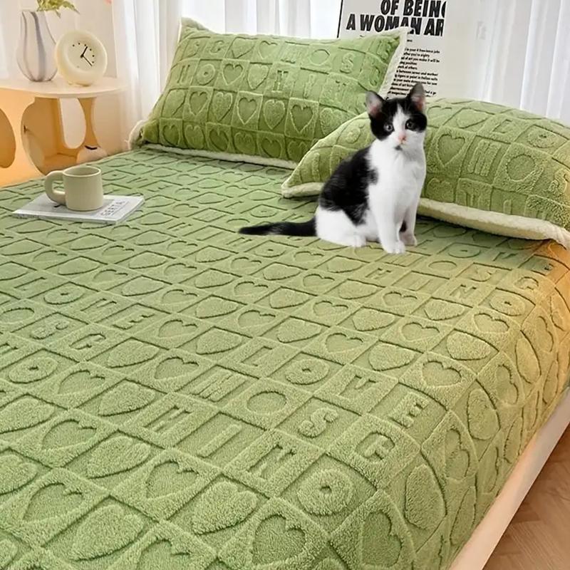 Фланелевая простыня с рисунком Love, молочный флис, простыня для односпальной кровати, осенне-зимняя, утолщенная, теплая, плюшевая простыня, однотонная простыня на резинке, домашнее постельное белье