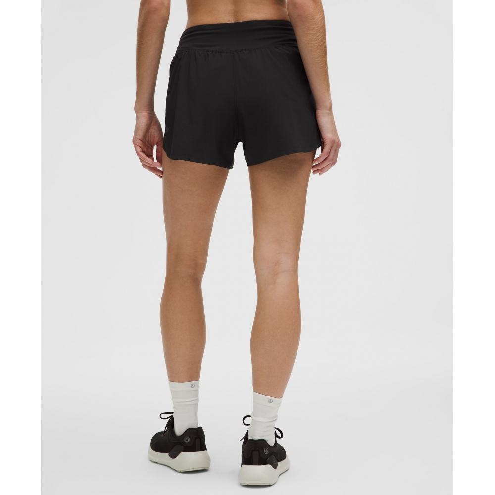 Lululemon Быстрые и Свободные Шорты с Высокой Талией Классического Кроя с Разрезами 3 дюйма Черные