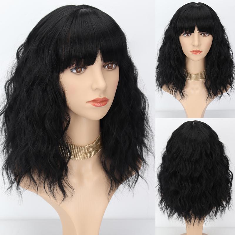 MISSQUEEN Женский модный оранжевый парик длиной до плеч с челкой из синтетического волокна для косплея, повседневная одежда, короткий волнистый парик Боб