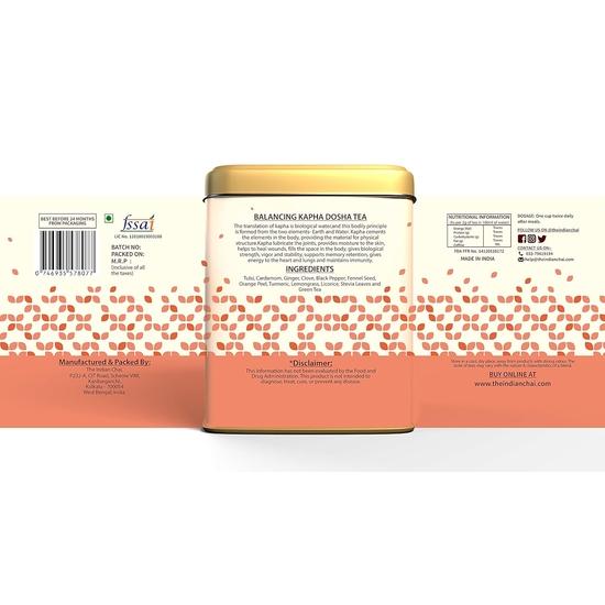 The Indian Chai - Balancing Kapha Dosha Tea 100g with Orange Peel, Tulsi, Lemongrass Etc for Appetite , Ayurvedic Herbal Tea