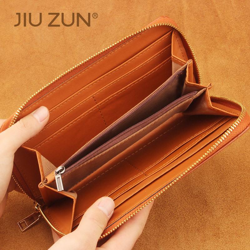Unisex Oil Wax Cowhide Leather Wallet: Long Zip Design, Bestseller In Japan