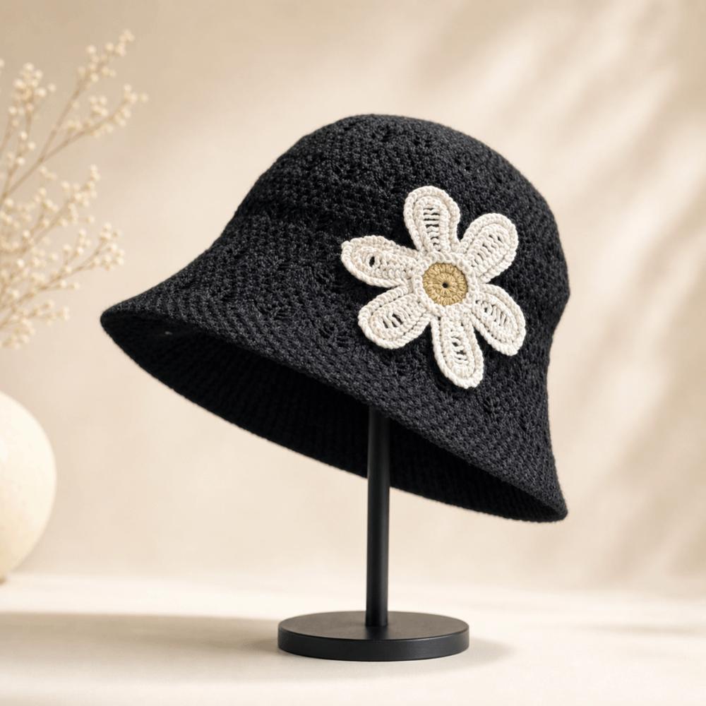 3D Flower Embroidered Fisherman Hat Foldable Straw Hat Fashion Bucket Hat Outdoor
