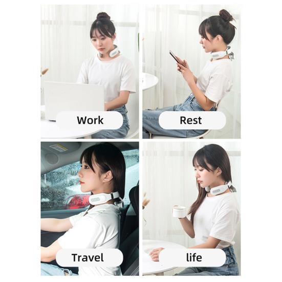 Портативный массажер для шеи 6 режимов вибрации 16 уровней интенсивности Перезаряжаемый Глубокотканный Обезболивающий Электрический Вибрационный Шейный Массажер с Подогревом