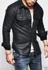 Real Genuine Lambskin Leather Handmade Men's Shirt Stylish Casual Black Biker Motorcycle