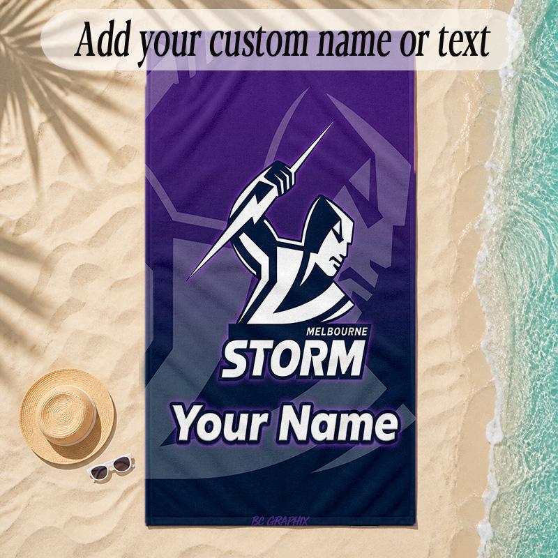 Beach TowelMelbourne Storm Custom Name Text Personalized Soft Towel for Beach Pool Indoor Home Decor Gift