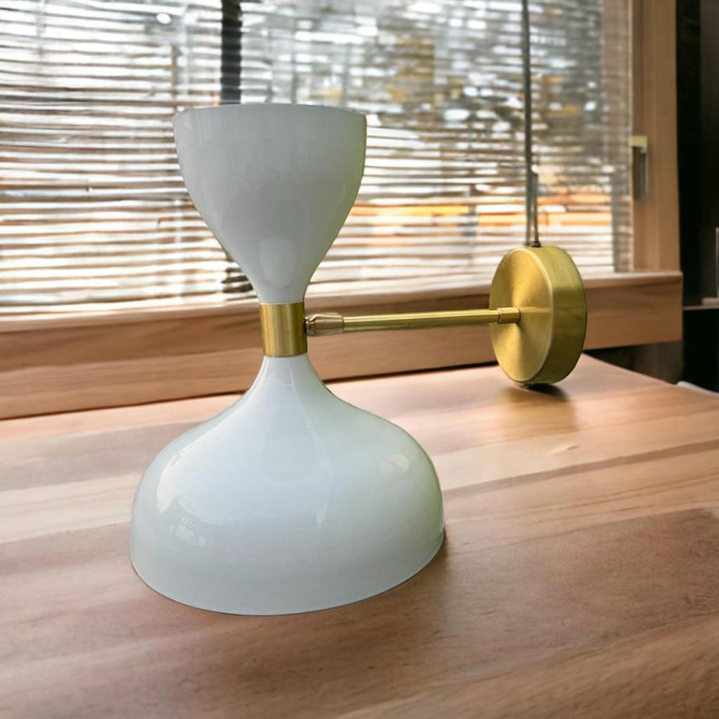 Бело-золотые настенные бра Diabolo Mid Century Modern | Настенные светильники Double Sputnik | Лампа для туалетного столика в итальянском стиле | Освещение в стиле ретро 1950-х годов
