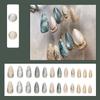 24pcs Wearable Bow Design Press on Nails Simple Pearl Starlight Short Almond False Nails Tips Finished Cat's Eye Fake Nail Sets