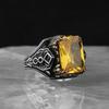 Ottoman Turkish Citrin Stone 925 Sterling Silver Men's Ring Jewelry