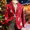 Men's Ugly Christmas Corduroy Warm Pocket Suit Jacket Cardigan Men's Casual Suit