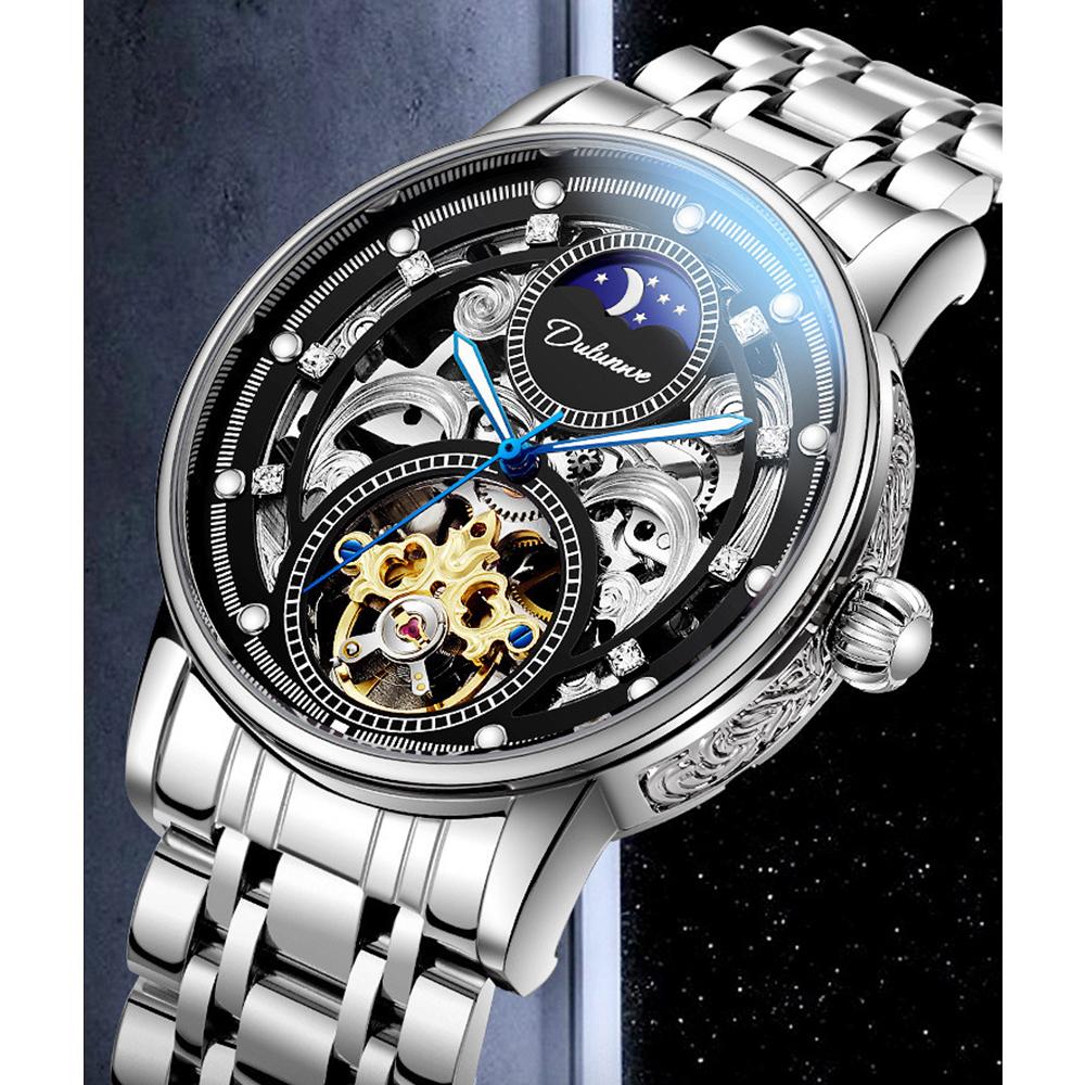 Мужские часы модные водонепроницаемые автоматические механические наручные часы роскошные турбийон деловые часы мужские Relogios