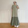 2024 Women Plus Size Summer New Oversize Loose Long Dress Cotton Vintage Elegant Lady Pleated Dress