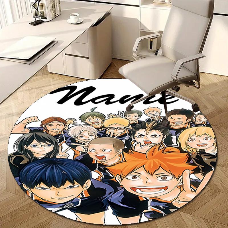 Personalized Haikyuu Round Chair Office Rug - Perfect for Mat, Office Chair & More - Ideal Gift for Birthdays and Holidays