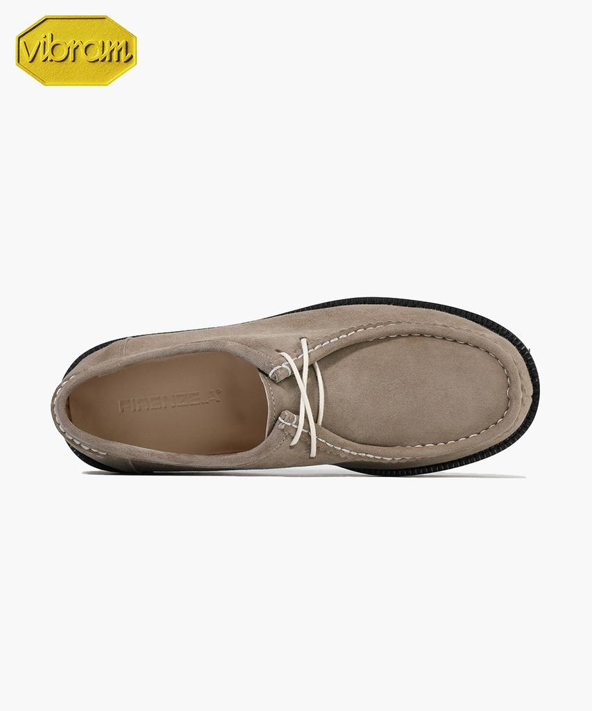 Firenze Atelier [Vibram] Смелая Форма 4,7 см Замшевые Мокасины 9009-Qs [Пепельно-Бежевый]