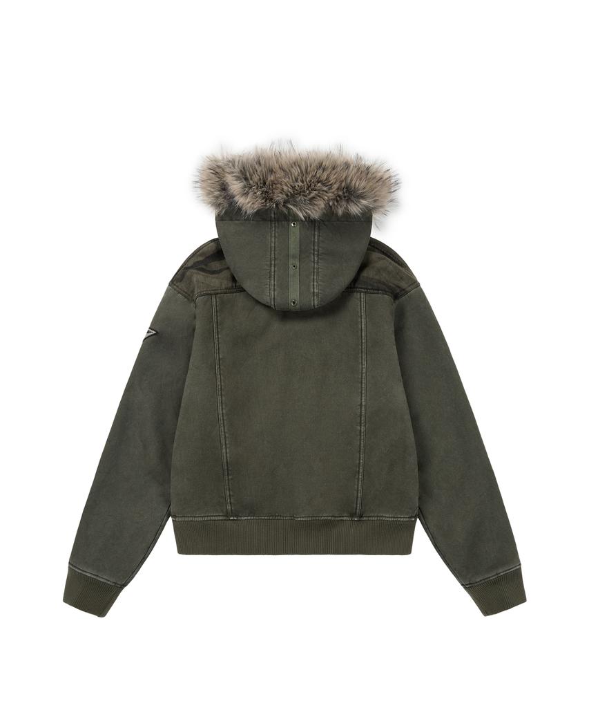 Aakam Fur Camo Contrast Jacket (Khaki)