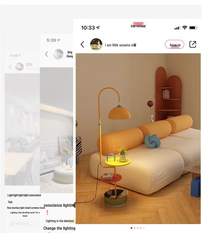 Мемфис Торшер: Стильная гостиная, диван и лампа для детской комнаты со встроенным хранилищем и функцией журнального столика