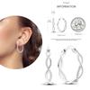 Sparkling Women Hoop Earrings 925 Copper Heart Shape Star Moon Round Blue Zircon Fit Origina Drop Earrings Zircon Holiday Gifts