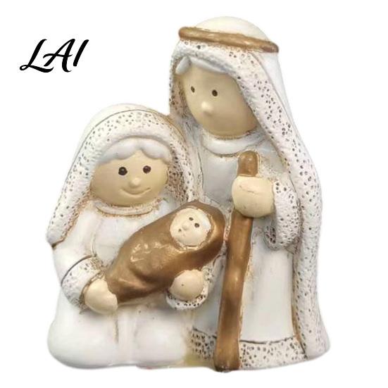 Winter Holiday Window Decorations Mini Resin Nativity Figurine for Christmas Desktop Decor Holy Family Manger Small Religious Ornaments Scene