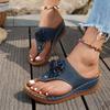 Женские сандалии на платформе, пляжные повседневные шлепанцы на танкетке, ортопедические шлепанцы премиум-класса с открытым носком, противоскользящей уличной обувью из искусственной кожи с большим носком