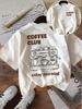 Графическая футболка Coffee Club Унисекс Ретро Минималистичная с принтом кофе Летняя Повседневная Уличная Одежда Эстетичная Харадзюку Модный Топ
