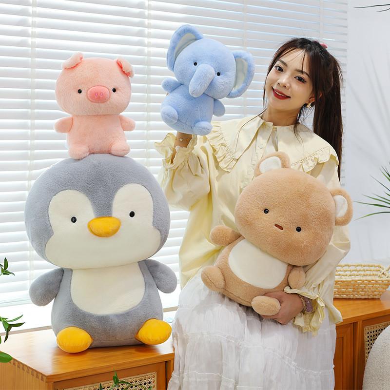 Cartoon Elephant Plush Stuffed Animal With Long Fur Soft Toy For Kids Room Decor