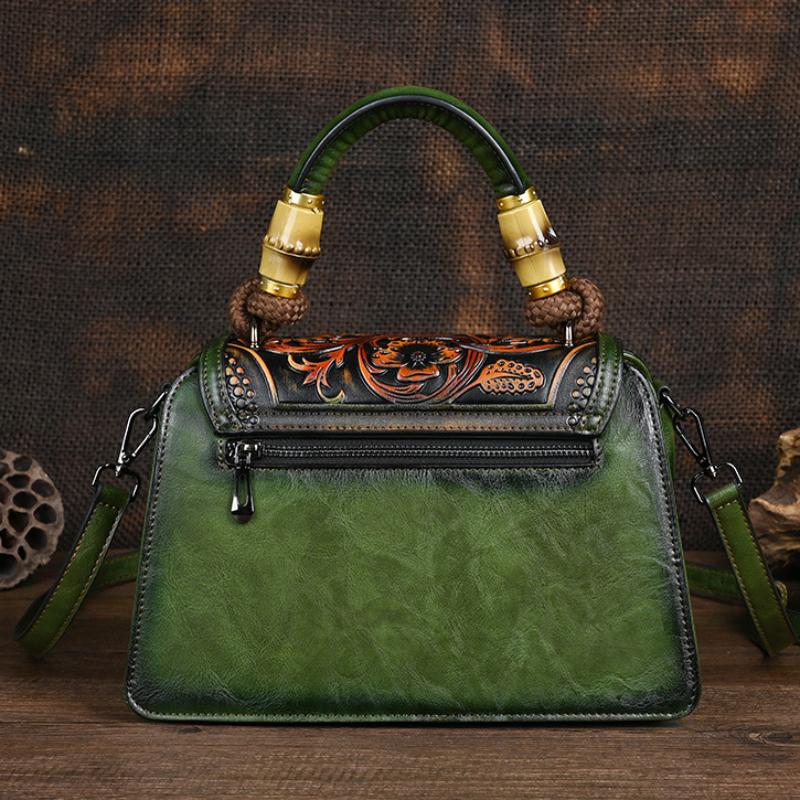 Johnature Винтажная женская кожаная сумка с тиснением ручной работы, роскошная сумка, универсальные женские сумки на плечо и через плечо