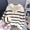 Свитер, пуловер, женское нижнее белье на весну и осень, новинка 2023 года, подкладка в полоску на молнии, короткий стиль, популярный женский свитер премиум-класса