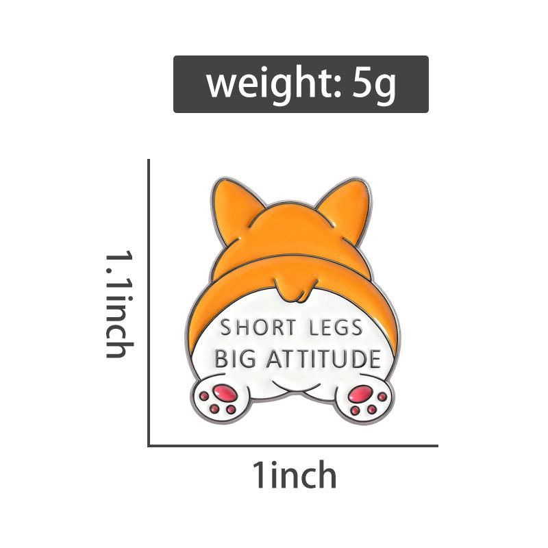 Short Legs Big Attitude Enamel Pins Cartoon Corgi Butt Puppy Brooch Lapel Badges Cute Animal Dog Jewelry Gift for Friends