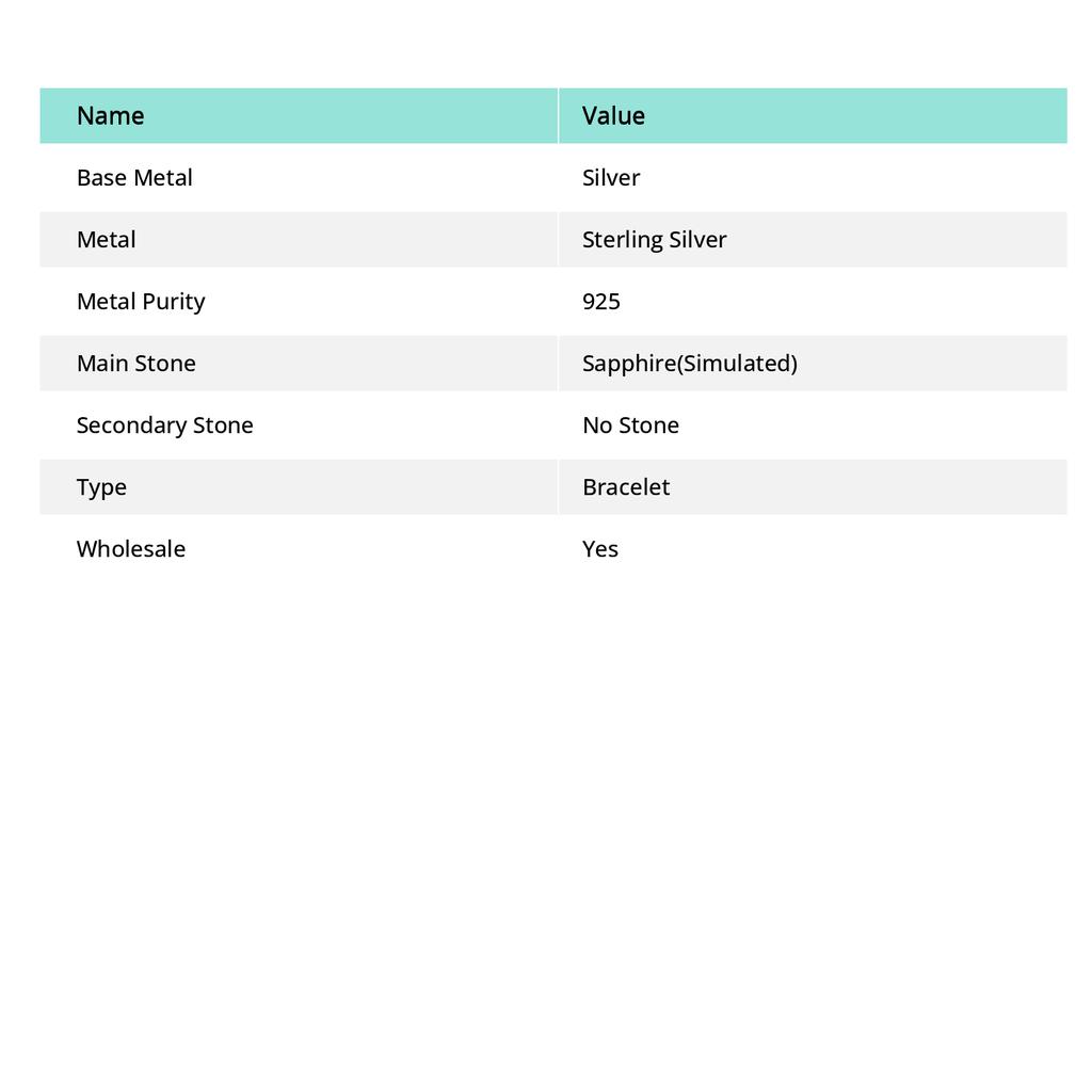 Sapphire(Simulated) Gemstone Handmade 925 Sterling Silver Bracelet 7-8" J0l48